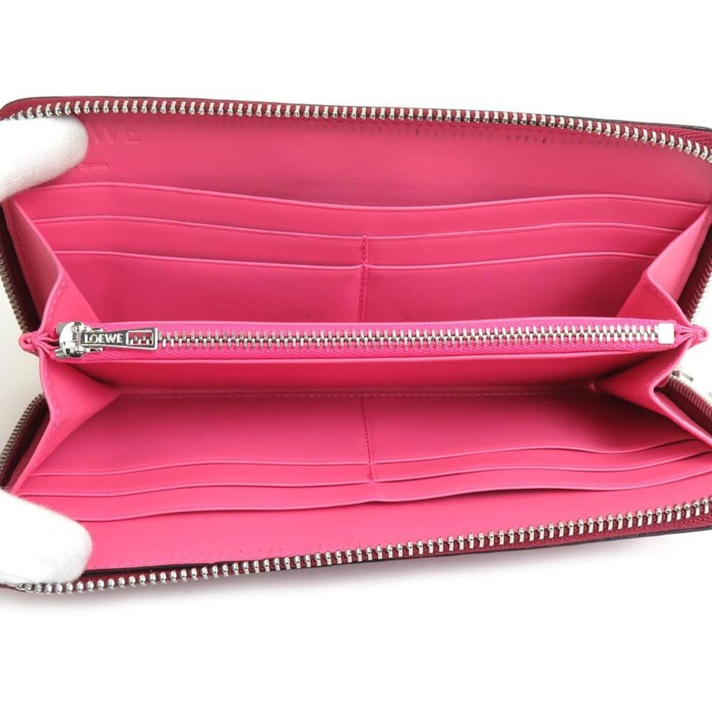 LOEWE Round Long Wallet Anagram Leather Deep Pink Women's h30932a - Picture 3 of 5